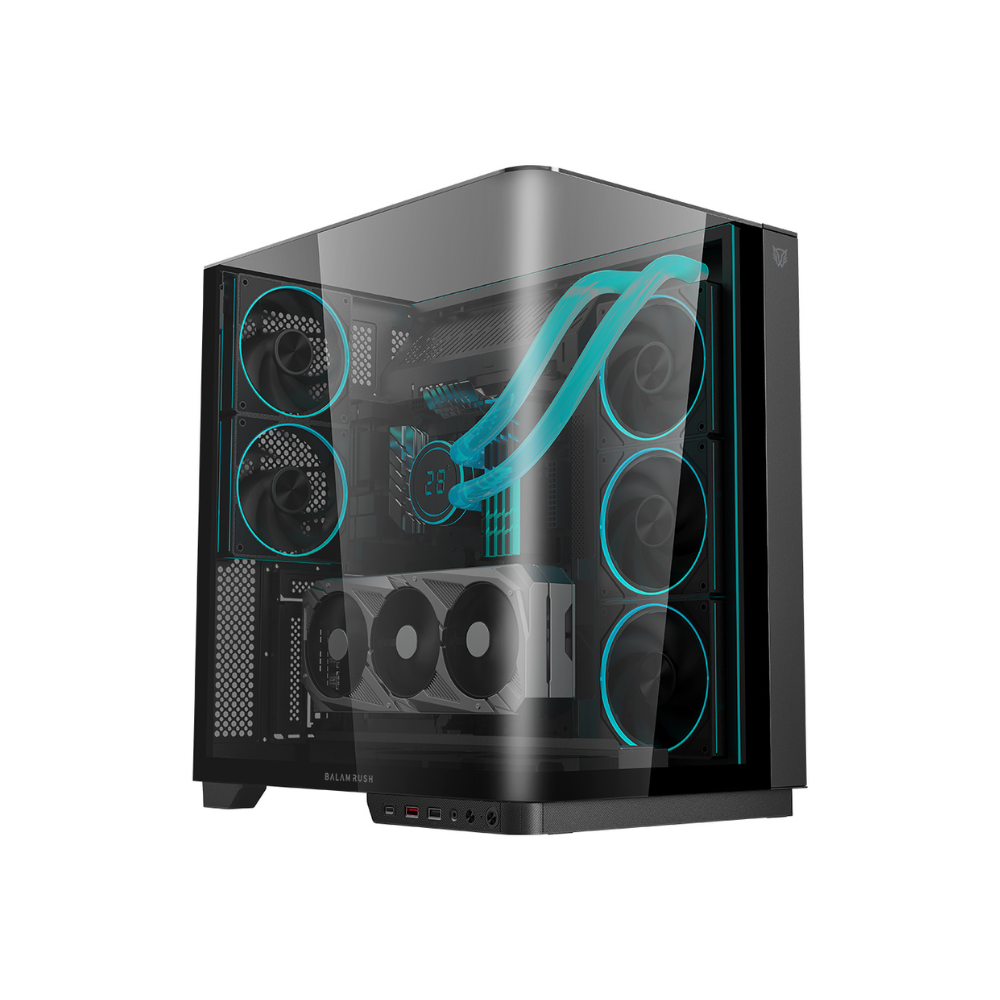 [BR-941556] Gabinete Gamer Balam Rush Tank Expert Curve 7800 ATX Cristal Templado 5 Ventiladores ARGB USB 3.0 Negro