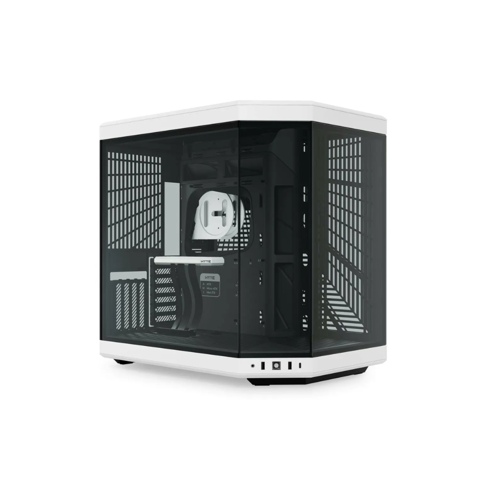 [CS-HYTE-Y70-BW] Gabinete Gamer HYTE Y70 Edición Estándar Cámara Dual Vista Panorámica E-ATX Cristal Templado Cable Riser PCIe 4.0 USB Type-C Blanco/Negro