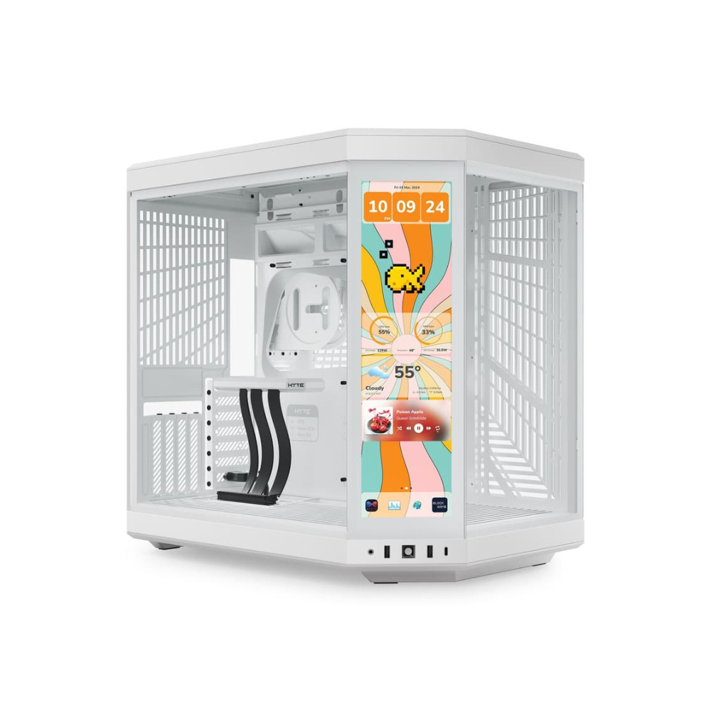[CS-HYTE-Y70TTI-WW] Gabinete Gamer HYTE Y70 Touch Infinite Snow White Pantalla Táctil 14.9 2.5K E-ATX Cristal Templado Cable Riser PCIe 4.0 USB Type-C Blanco
