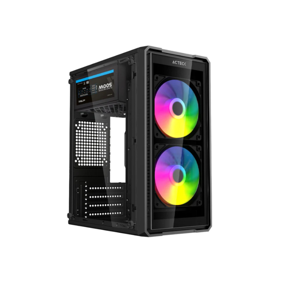 [AC-943789] Gabinete Gamer Acteck Doom Ultra Mesh GI750C Micro ATX Cristal Templado Ventana Acrílica 2 Ventiladores USB 3.0 Negro