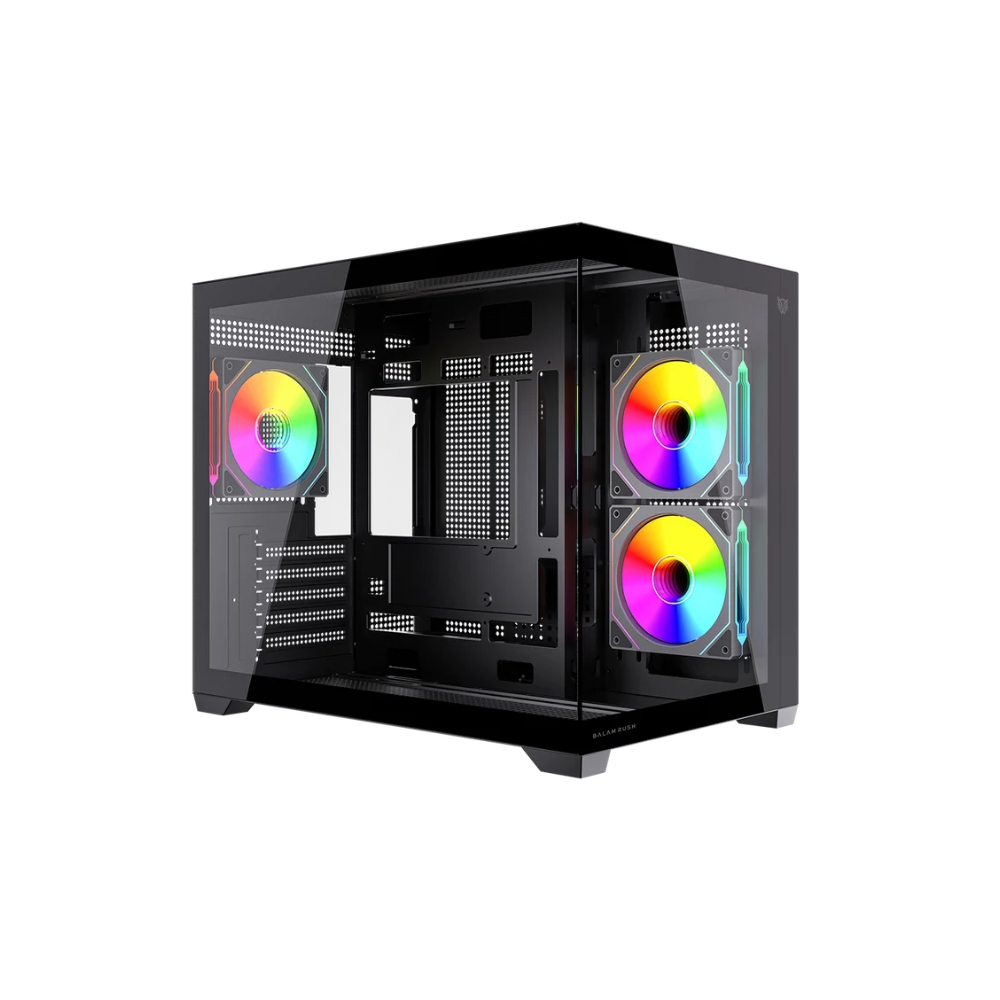 [BR-943840] Gabinete Gamer Balam Rush Tank Core Pro GI925 Micro ATX Cristal Templado Panorámico 3 Ventiladores ARGB USB 3.0 Sin Fuente Negro