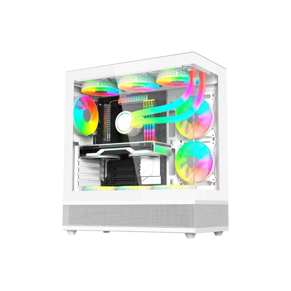 [BR-938730] Gabinete Gamer Balam Rush Tank Super 9200 TB White ATX Cristal Templado 3 Ventiladores RGB USB 3.0 Sin Fuente Blanco