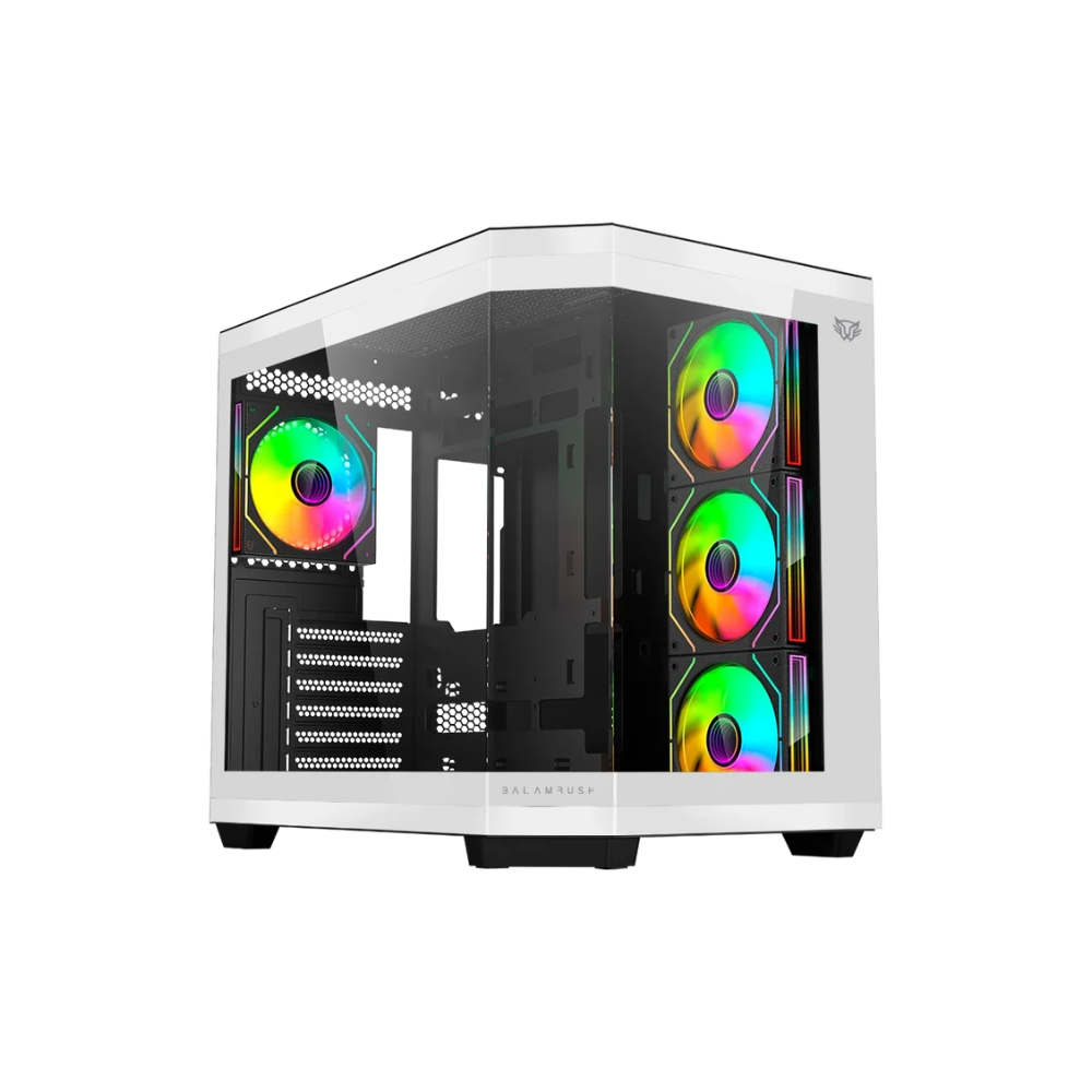[BR-938693] Gabinete Gamer Balam Rush Tank Super 9600 TB ATX Cristal Templado 3 Ventiladores RGB USB 3.0 Sin Fuente Bicolor Blanco Negro