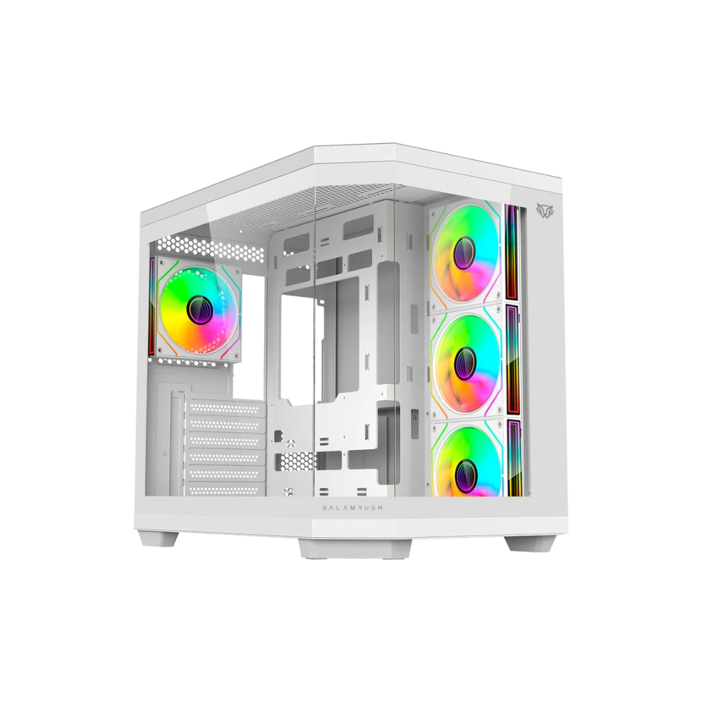 [BR-938686] Gabinete Gamer Balam Rush Tank Super 9600 TB White ATX Cristal Templado 4 Ventiladores RGB USB 3.0 Sin Fuente Blanco