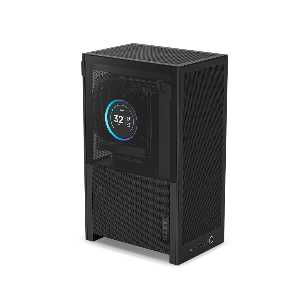 [CI-H21FB-01] Gabinete NZXT H2 Flow Mini-ITX Cristal Templado Malla Flujo Vertical Compacto Sin Fuente 2 Ventiladores Negro