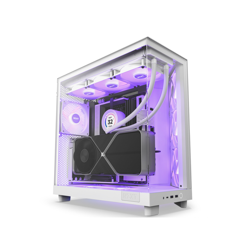 [CC-H61FW-R1] Gabinete NZXT H6 Flow RGB Midi-Tower Cristal Templado Panorámico ATX Sin Fuente 3x Ventiladores RGB Blanco