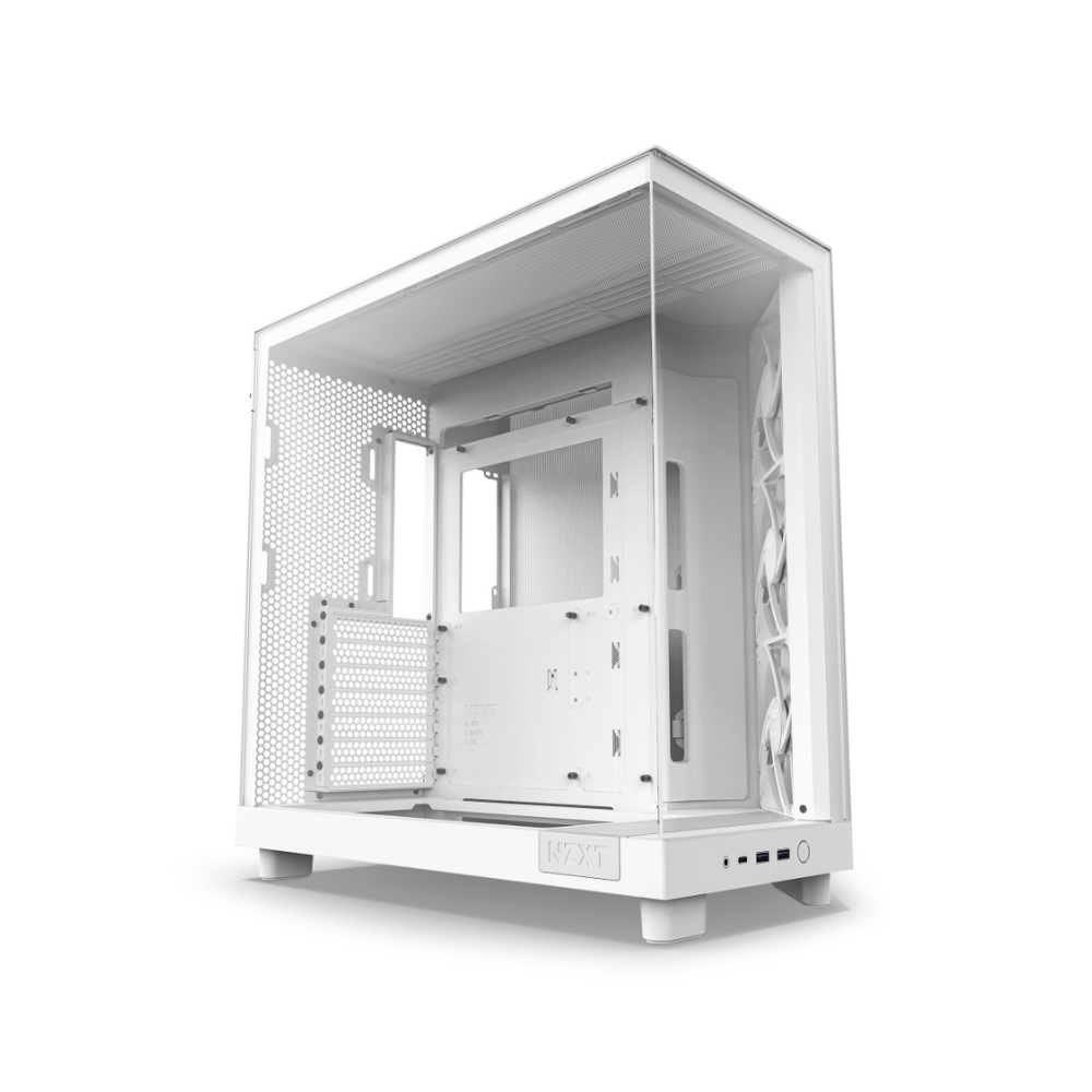 [CC-H61FW-01] Gabinete NZXT H6 Flow Midi-Tower Cristal Templado Panorámico ATX Sin Fuente 3x Ventiladores Blanco