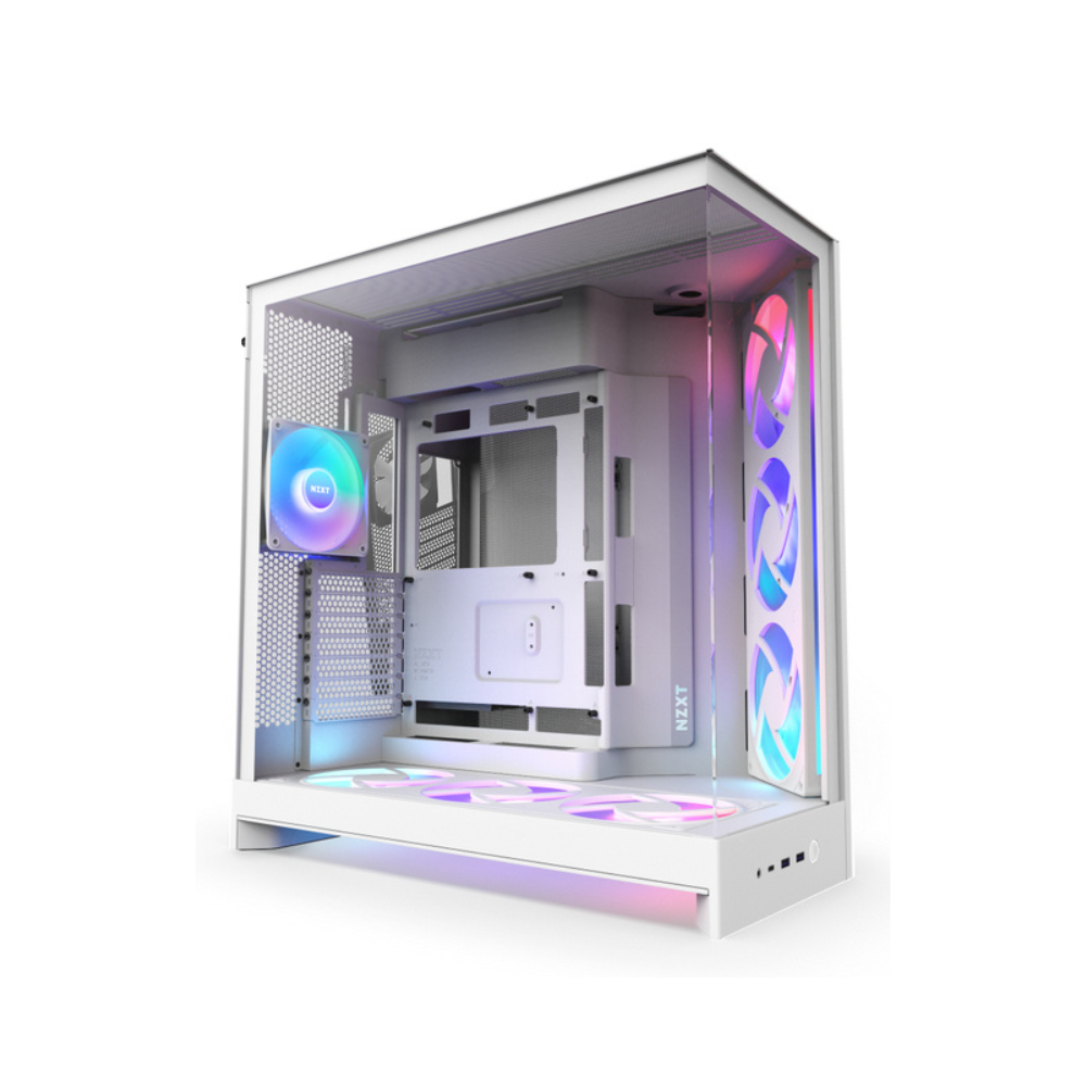[CM-H92FW-P1] Gabinete NZXT H9 Flow RGB Dual Chamber Cristal Templado Panorámico ATX Sin Fuente 3 Ventiladores RGB Blanco
