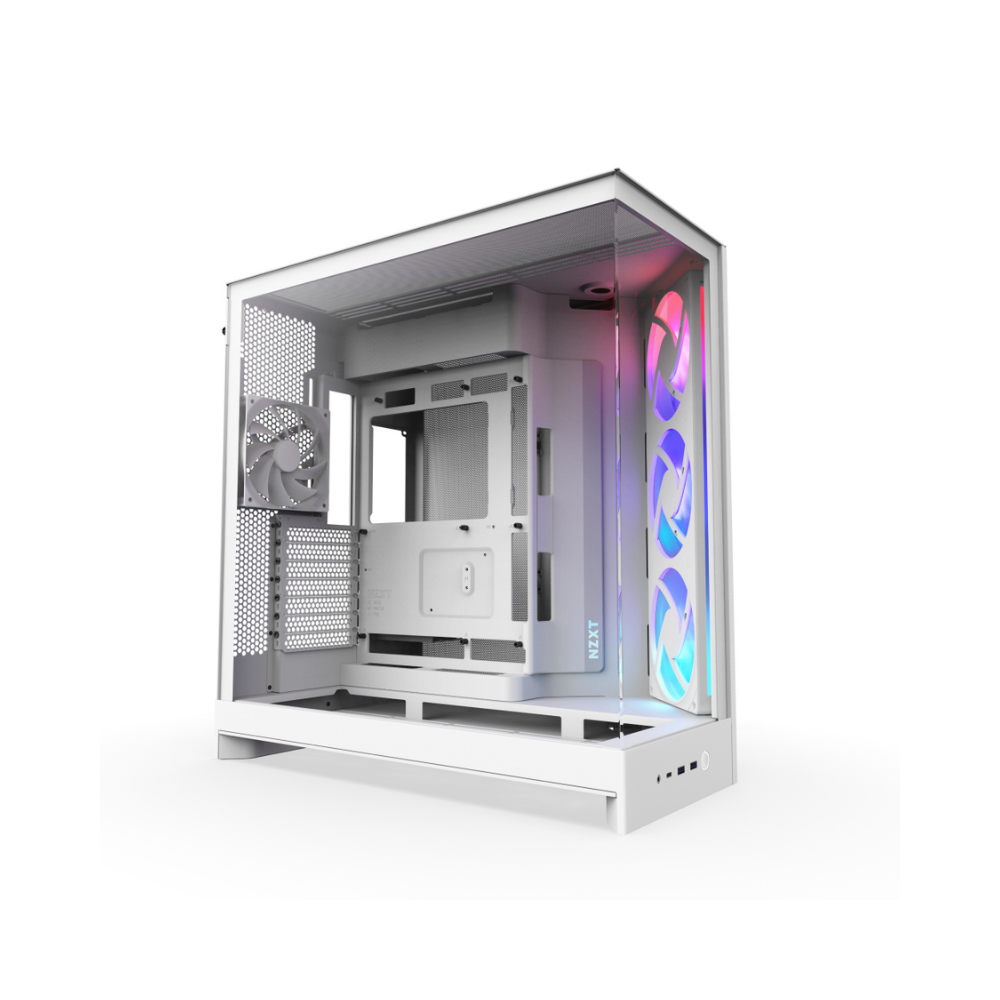 [CM-H92FW-R1] Gabinete NZXT H9 Flow Media Torre Cristal Templado Panorámico ATX Sin Fuente 4x Ventiladores Blanco