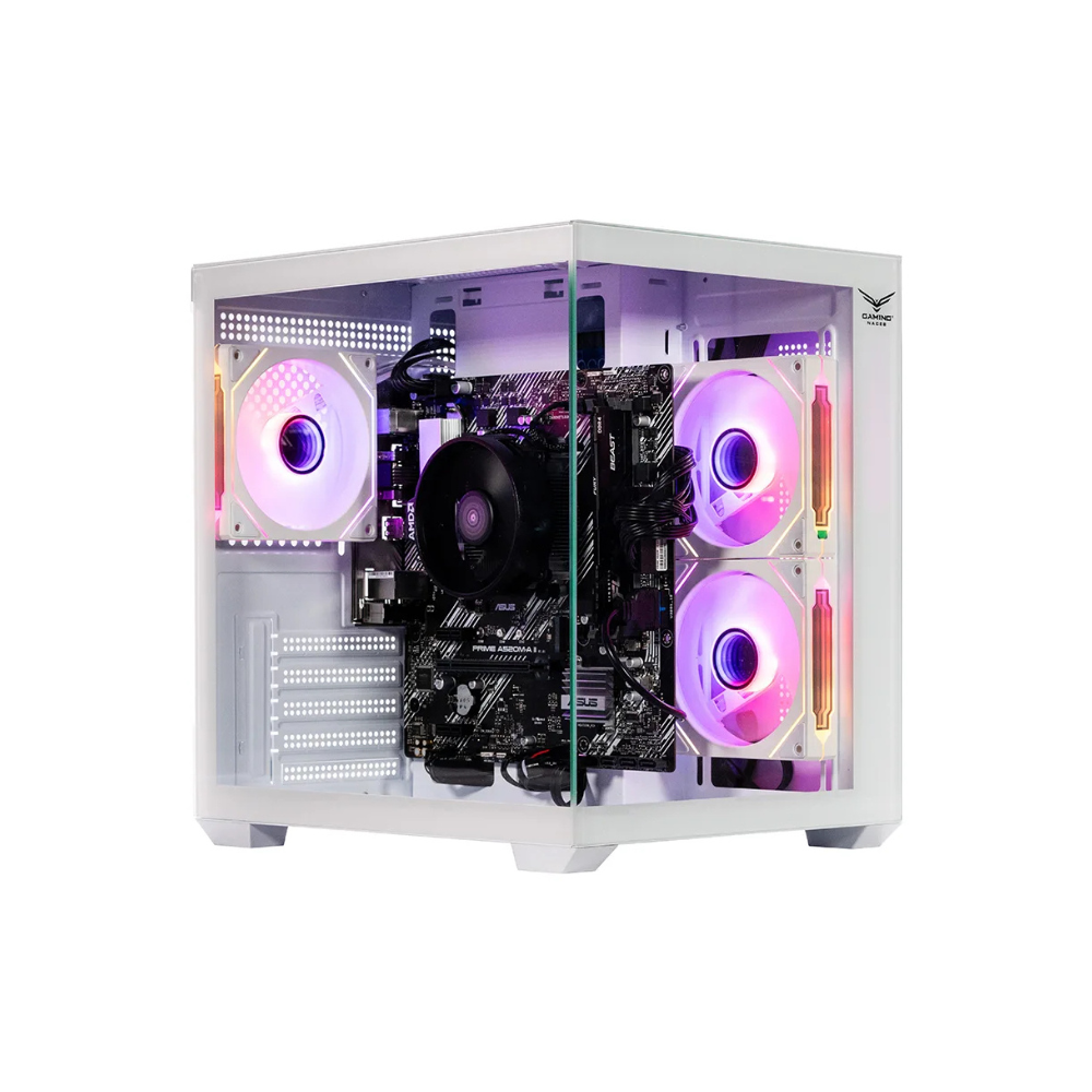 [NA-0636B] Gabinete Naceb NA-0636B Mini-Tower Cristal Templado Malla Micro-ATX Sin Fuente 3x Ventiladores Blanco