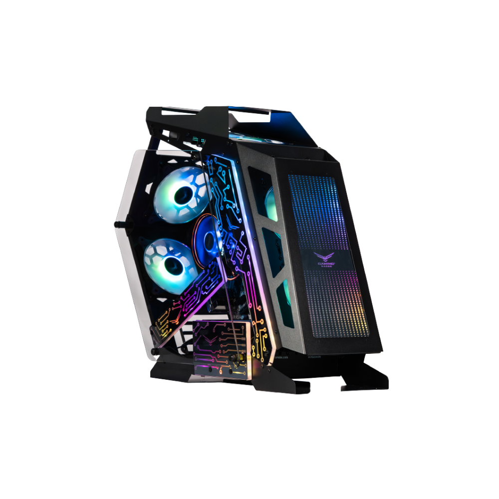 [NA-0641] Gabinete Naceb Olympian Midi-Tower Cristal Templado Micro-ATX Sin Fuente 3x Ventiladores Negro