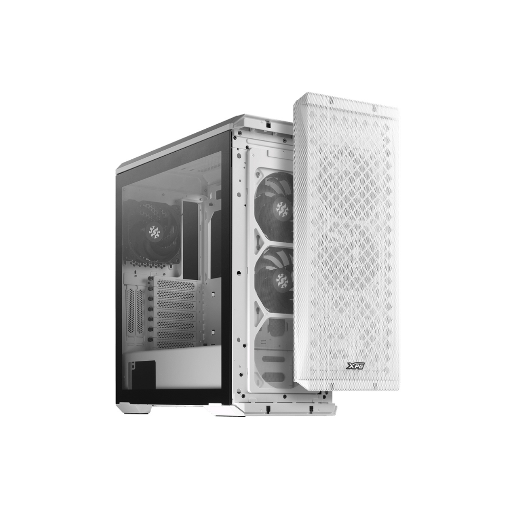 [DEFENDER-WHCWW] Gabinete XPG Defender Mid-Tower Cristal Templado Malla E-ATX Sin Fuente 3x Ventiladores Blanco