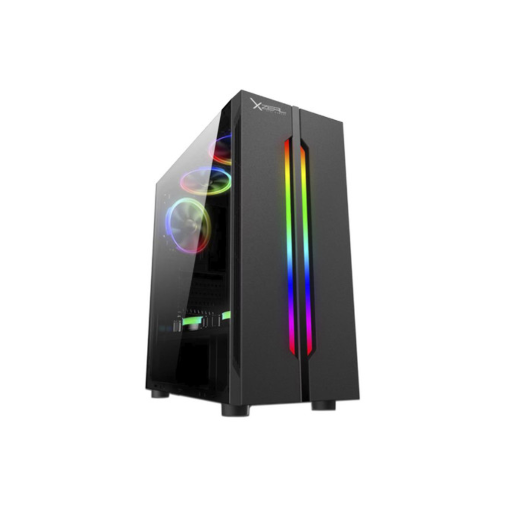 [XZCGB03B] Gabinete XZEAL XZ120 Mid Tower Cristal Templado ATX Sin Fuente 3x Ventiladores RGB Negro