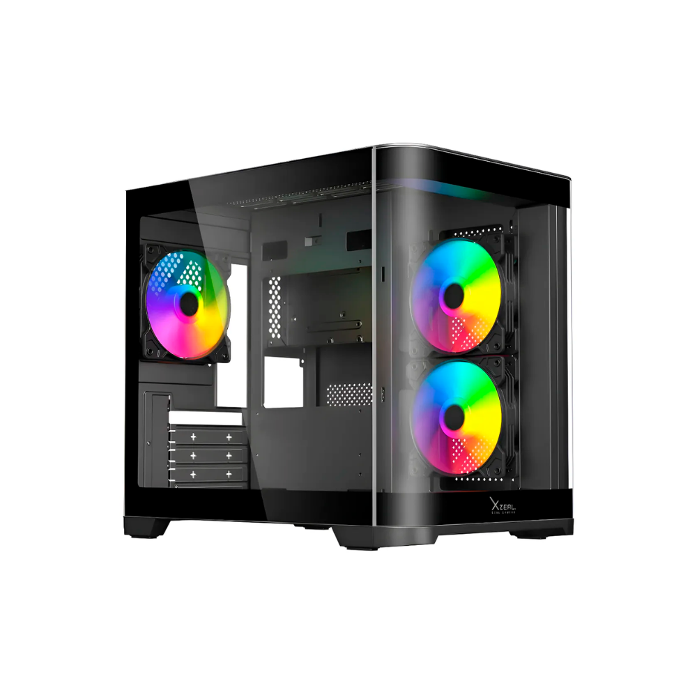 [XZGAMC3B] Gabinete XZEAL XZGAMC3B Cubo Vidrio Curvo Panorámico Micro-ATX Sin Fuente 3x Ventiladores Negro