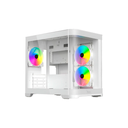 [XZGAMC3W] Gabinete XZEAL XZGAMC3W Cubo Vidrio Curvo Panorámico Micro-ATX Sin Fuente 3x Ventiladores Blanco